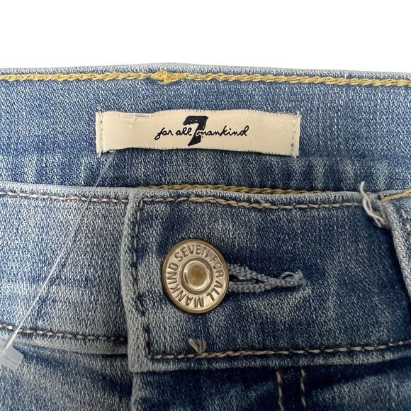 7 For All Mankind High Rise Dojo Flare Jean Light Wash Denim Raw Hem Women’s 28 - Picture 5 of 11